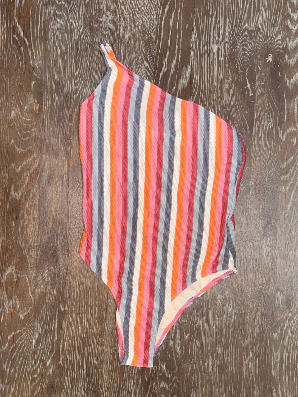 Peony NET SUSTAINABLE pastel Rainbow Striped One-Shoulder One-Piece-US8